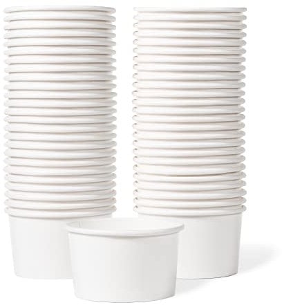 MATICAN Lot de 50 coupes à glace en papier jetables de 163 ml pour aliments chauds ou froids, fournitures de fête de 163 ml pour sundae, yaourt glacé, soupe, blanc