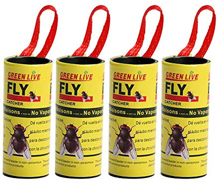 starnearby 4pcs Fliegenfänger Leimrollen Fliegenfalle Rollen,Insektenfänger, Fruchtfliegenfalle für drinnen draußen Fliegende Insekten Motten Mücken Kontrolle