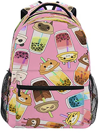 xigua Boho-Rucksack im Vintage-Stil, Büchertaschen, Laptop-Rucksack für Jungen, Mädchen, Teenager, Kawaii Bubble Tea, 16x11.4x6.9 inch, Tagesrucksäcke