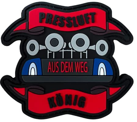 POLIZEIMEMESSHOP - Pressluft König Rubber Patch - PVC - Gummi - Klett - Polizei - Rettungsdienst - Feuerwehr