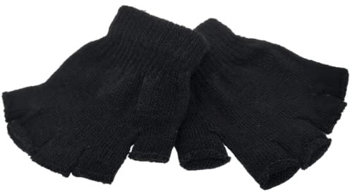 WS Accessories 1 Pair of Kids Unisex Fingerless Gloves [Black]