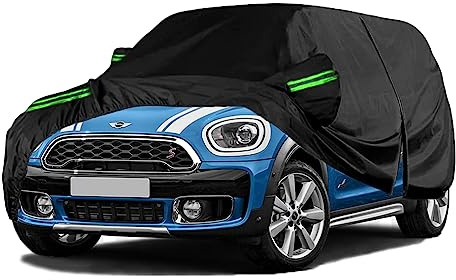 Autoabdeckung, kompatibel mit Mini Cooper Clubman/Countryman 2002–2024, 6-lagig, 210T, Winddicht, Allwetter, wasserdicht, UV-Sonnenschutz, Schnee, Staub, Sturmfest, mit Riemen, Outdoor-Abdeckungen