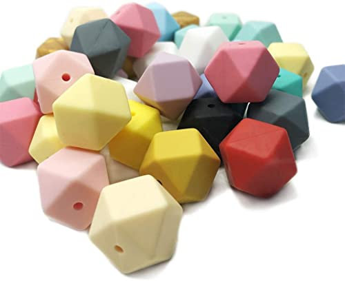 Sechseckige Silikonperlen DIY Silikonperlen 17mm 50pc Mix Farbe DIY Schmuck Zubehör