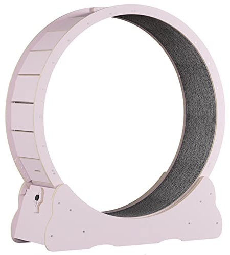 ROGHA Katzenbahn, Laufrad für Katzen, Laufband für Katzen, Laufrad für Katzen aus Natürlichem Massivholz, mit Schlössern, Teppich, Laufband für Katzen,Pink-L