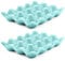 Flexzion 12 Cups Ceramic Egg Holder - Whole Dozen Porcelain Egg Tray Container Keeper Storage Organizer Decorative Serving Stand Serveware for Refrigerator Fridge Countertop Display 2 Pack (Blue)