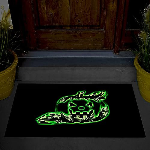 Matogle Halloween Fußmatte Kürbis Lustige Fußmatte Leuchtend Teppiche Tischmatte Halloween Küche Bodenmatte Schmutzfangmatte für Halloween Innen Außen Dekoration 40cmx60cm