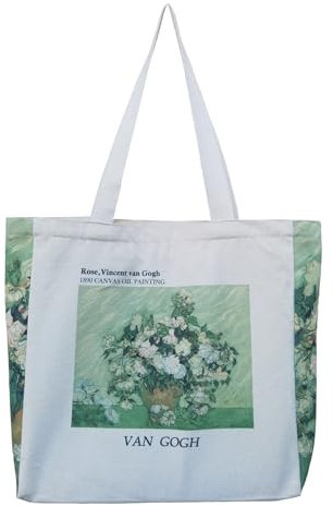 Tibroni Canvas Tote Bag Aesthetic Damen Stofftaschen Groß Vintage Jutebeutel Bedruckt mit Reißverschluss, Einkaufstasche Bag, Taschen Umhängetasche für Uni Arbeit