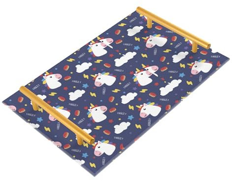 Magic Donut Unicorns Purple Decorative Trays with Handles Long Serving Tray Bar Tray for Jewelry Perfume Home Decor Kitchen Serving