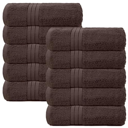 Brentfords Bath Towels Dark Brown, 100% Cotton Ultra Soft Feel Extra Large Bath Towels High Absorbency Bath Sheets Homeware Essentials Towel Set, 10 Piece
