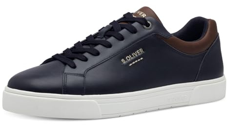 s.Oliver Herren Sneaker flach mit Schnürsenkeln Low Top, Blau (Navy), 41 EU