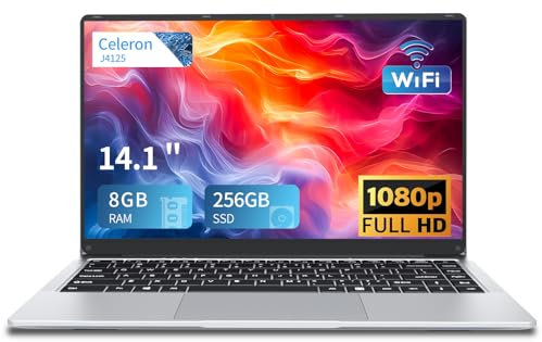 Insoluxia PC Portatile 14 pollici, Notebook Celeron J4125 fino a 2.7 GHz, Laptop 8GB RAM LPDDR4 256 GB SSD, Notebook Windows 11 FHD (1920 x 1080) con Mini HDMI, USB-3.0, USB-2.0, WiFi Bluetooth 5.0