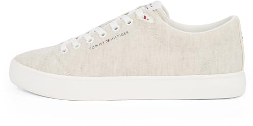 Tommy Hilfiger Herren Vulcanized Sneaker Core Chambray Low Top, Weiß (Ecru), 46
