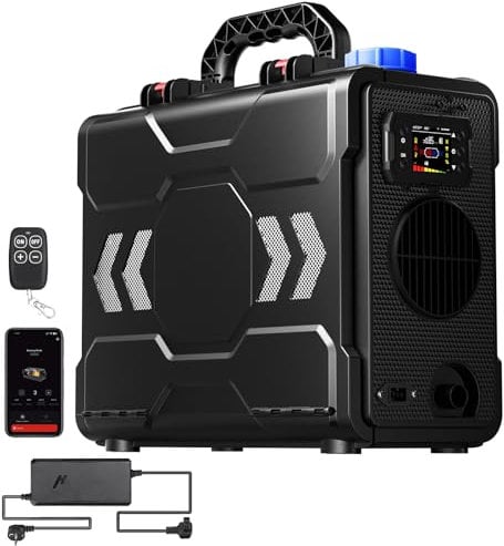 HCALORY 8kW Tragbare Diesel Luftheizung, 220-240V AC & 12/24V DC Upgrade Toolbox 2 Diesel Standheizung mit Bluetooth APP & Adapter, 6 l Kraftstofftank, Diesel Heizung für Auto, LKW, Camping