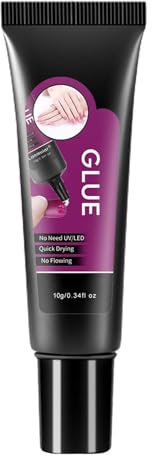 Solid Nail Glue 10s Quick Dry for On Nails With 10ml Gel Remover Sticks, Nail File - Upgraded Super Strong No Lamp Needed, Long-Lasting Adhesion (A, One Size)