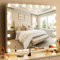 MAMIZO Bluetooth Groß Hollywood Spiegel, 80x60cm, Schminkspiegel mit Beleuchtung, 20 dimmbare LED,Kosmetikspiegel, Spiegel mit Licht, 3 Lichtfarben, USB,10x Lupe, Tischspiegel, Makeup Mirror, Weiß