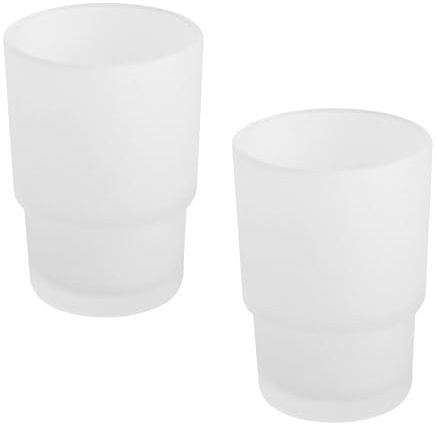 GZRXIOUS 2PCS Vasos Cepillo de Dientes de Vidrio Esmerilado, Portacepillos de Dientes Antideslizante e Higiénico, Mouthwash Cup, Toothbrush Cup para Baño, Hogar y Hotel