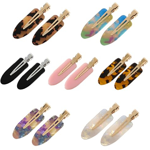 YFTRFR 14 Piezas Pasador sin Pliegue, Planas para de Cocodrilo Coloridas Accesorios de Peinado Acrílico para Mujeres Maquillaje, Peinar el Cabello, Flequillo, Regalo, Salón(7 Color)