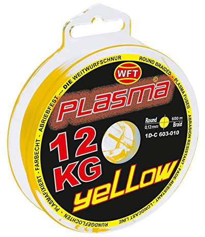 WFT KG Plasma Round 600m geflochtene Schnur 0,08mm-0,26mm, Durchmesser:0.22mm;Farbe:Gelb