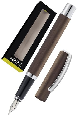 ONLINE Füller Vision Braun I Eleganter Füllfederhalter mit Iridium-Feder medium I Füllhalter aus Aluminium für Standard-Tintenpatronen & Konverter I in Geschenkbox