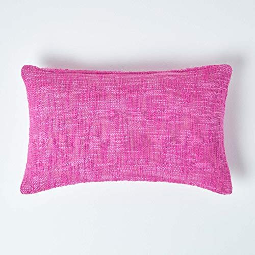 Homescapes Kissenhülle Nirvana in Knoten-Optik, rosa Zierkissenbezug 30 x 50 cm aus 100% Baumwolle, Kissenbezug für Zierkissen/Sofakissen mit Reißverschluss, pink