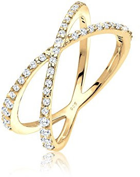Elli Ring Damen Wickel X mit Zirkonia Kristallen in 925 Sterling Silber