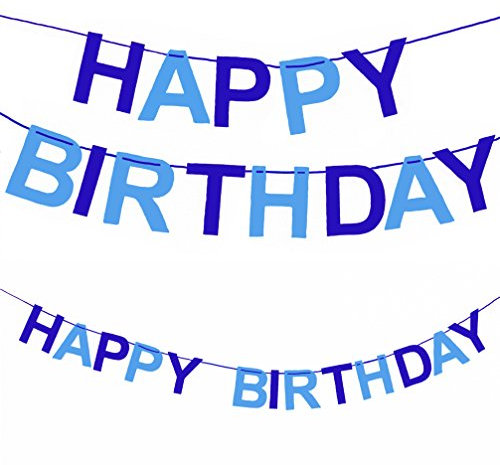 Oblique-Unique® Happy Birthday Girlande in Blau für Junge aus echtem Filz - Geburtstag Party Dekoration
