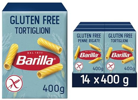 Barilla Gluten Free Tortiglioni Pasta – Authentic Italian Short Cut Pasta Made with Corn & Rice – Bulk Pack of 14 x 400g