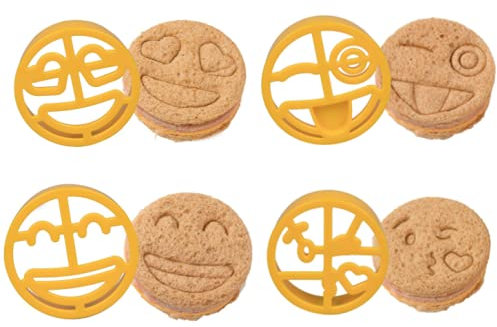 Bentology Emoji Sandwich Cutter für Spaß Brot & Ausstechformen mit niedlichen Emoji Designs Packung mit 4