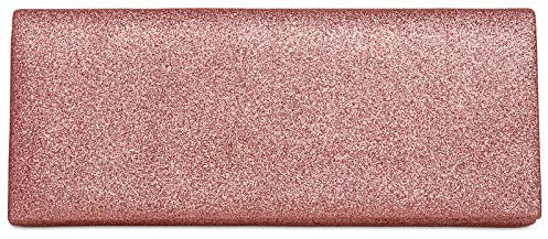 Caspar TA343 elegante Damen Glitzer Clutch Abendtasche, Größe:One Size, Farbe:altrosa metallic