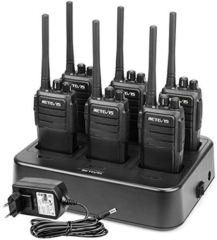 Retevis RT21 Walkie Talkie Großer Reichweite, Professionelles Funkgeräte Set mit 6-Wege-Buchse, VOX, Squelch, Walkie Talkie Langstrecken für Zurück zur Schule, Sicherheit (Schwarz, 6 Stück)