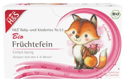 H&S Baby- und Kindertee Nr. 53 – Bio Früchtefein, 20 Filtereutel à 2,5 g: Zur Anwendung bei Kindern nach dem 4.-6. Monat – Mit Apfel, Hagebutte, Karotte, Rote Beete, Brombeere, Erdbeere, Himbeere