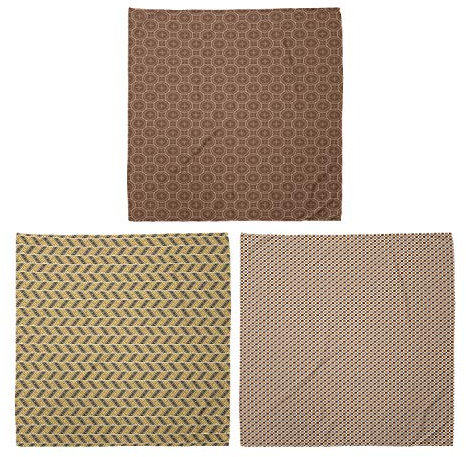 ABAKUHAUS Unisex Bandana, Klassische runde Ringe asymmetrische Linien Hipster Squares, 3er Pack, Mehrfarbig
