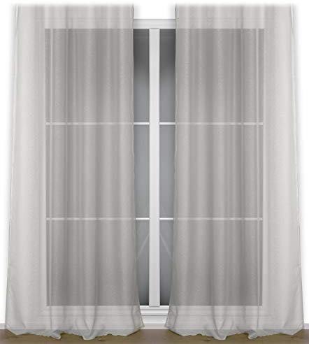 BEAUTEX Vorhang mit Kräuselband oder Ösen, transparente Gardine Dolly, Farbe und Größe wählbar (Kräuselband - Breite 140 cm - Höhe 250 cm - 2 Stück - Stein)