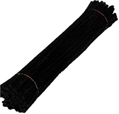 ikasus 100 Stück Pfeifenputzer Bastelset,Pfeifenreiniger Bunt zum Basteln,Pipe Cleaner Biegeplüsch zum Formen,Chenilledraht für Kinder Erwachsene DIY Deko Bastelbedarf und Dekorieren,Schwarz