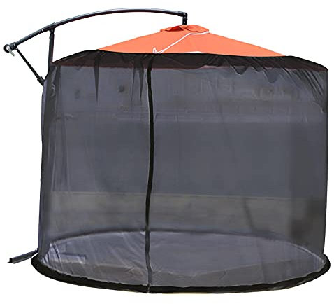 Dysetcs Patio Mosquito Netting Umbrella Canopy Mesh Enclosure Zippered Polyester Mesh Net Cover with Adjustable Rope for Outdoor Garden Camping Gazebos Fits 8 to 10 FT