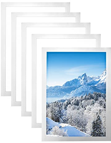 QWORK® 5 Stk Magnet Bilderrahmen, Dokumentenhalter mit Magnetverschluss Passend für A4-Zertifikate, Anzeigen, Bilder, Fotos (Silver)