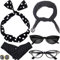 HEAWAA 50er Jahre Kostüm Accessoires, 6 Stück 60er Jahre Damen Zubehör Set mit Chiffon Schal Polka Dot Kopftuch Handschuhe Cat Eye Brille und Ohrringe für Vintage Party Karneval