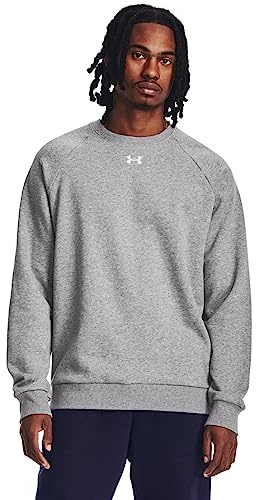 Under Armour Men's Rival Fleece Crew, (025) Castlerock Light Heather / / White, XL Tall