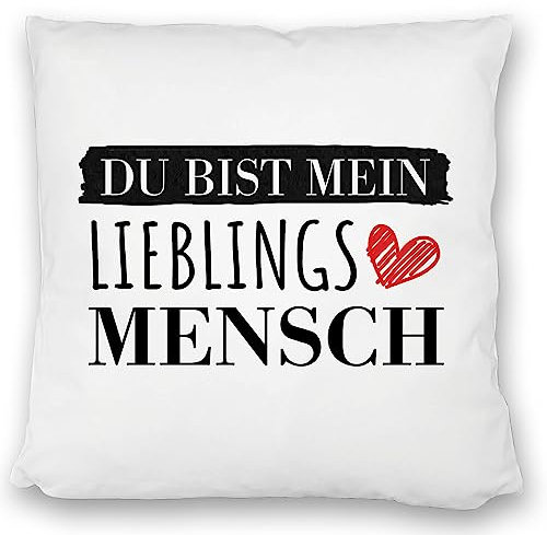 Liebe Kissen satiniert mit Spruch - Du bist Mein Lieblingsmensch zum Geburtstag oder Valentinstag Freundin Freund liebevoll DekoKissen satiniert Muttertag