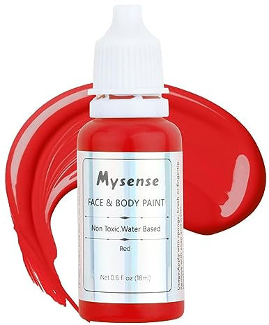 Mysense Red Face Body Paint,Water Based Washable Face Paint,Non-toxic Cream Body Paint for Adults,Halloween Costume SFX Clown Millie Helluva Boss Cosplay Devil Makeup,0.6OZ (18ml)