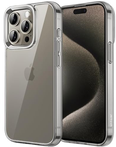 JETech Case for iPhone 15 Pro 6.1-Inch, Non-Yellowing Shockproof Phone Bumper Cover, Anti-Scratch Clear Back (Natural Titanium)