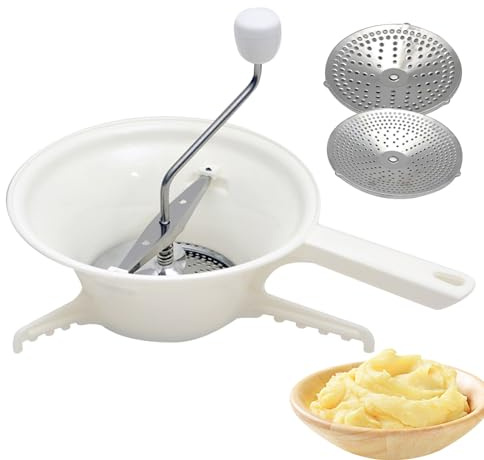 Eyccier Food Mill, Food Mill for Canning with 3 Grinding Discs Plastic Food Grinders Manual Hand Rustproof Food Mill for Tomato Sauce, Applesauce, Cheese, Salad, Vegetable, Fruit