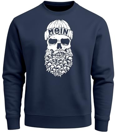 Neverless® Sweatshirt Herren Totenkopf Nordisch Moin Hamburg Dialekt Skull Anker Fashion Rundhals-Pullover Fashion Streetwear