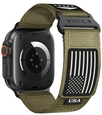 BXUXOHS Correa de nailon resistente compatible con correas de Apple Watch para hombres/iWatch Ultra 2 correas para hombres de 49 mm, 45 mm, 44 mm, 42 mm, correa de pulsera ajustable suave para Apple