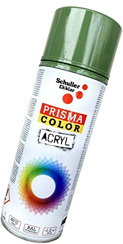 BISOMO Lackspray Acryl Sprühlack Prisma Color RAL, Farbwahl, glänzend, matt, 400ml, Schuller Lackspray:Resedagrün RAL 6011