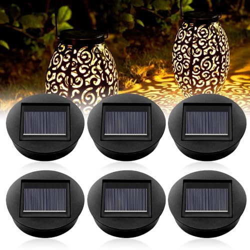 Riisoyu 6 Stück Solarleuchten Ersatz, IP65 LED Solarleuchten Ersatzteile 8cm Hocheffizienten Wasserdicht Ersatz Solarmodul für Gartenleuchten für Outdoor hängende Laternen Garten Terrasse Gehweg