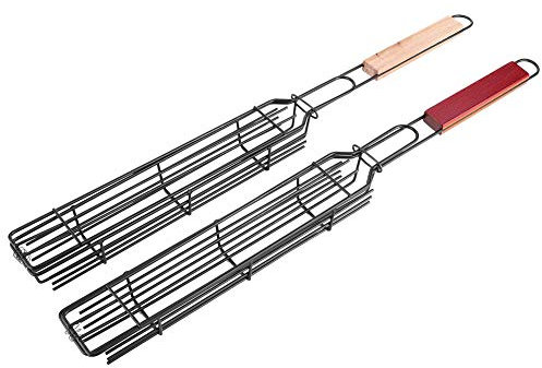 2PCS Rolling Grilling Baskets, Outdoor Grill Bbq Net Portable Sausage Grilling Basket Stainless Steel Nonstick Grill Barbecue Mesh for Outdoor Grill, Vegetable Shrimp Chicken