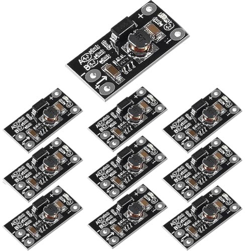 VISSQH 10 Stück Mini DC-DC Step Up Converter,Step Up Board Wandler Modul,DC-DC Lithium Batterie Boost Modul 3.7V bis 12V Spannungsregler 5V / 8V / 9V LED-Anzeige einstellen