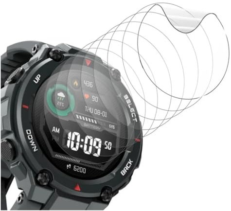 CUFEREDU Película hidrogel 6pcs Para Amazfit T-rex 2 1,39 Smartwatch película de gel tpu suave Protector de pantalla Tacto Autocuración Fácil de instalar