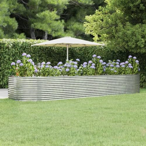puraday Hochbeete Für Garten 447x140x68 cm Pflanzkübel Gemüsebeet Kräuterspirale XXL Hochbeet Metall Hochbeet Alu Hochbeet Groß Pflanzbeet Planter Pflanzkasten Silber